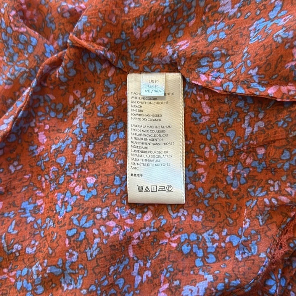 Free People LOLA Long Bell Floral Rust Open-Front Women's Top M